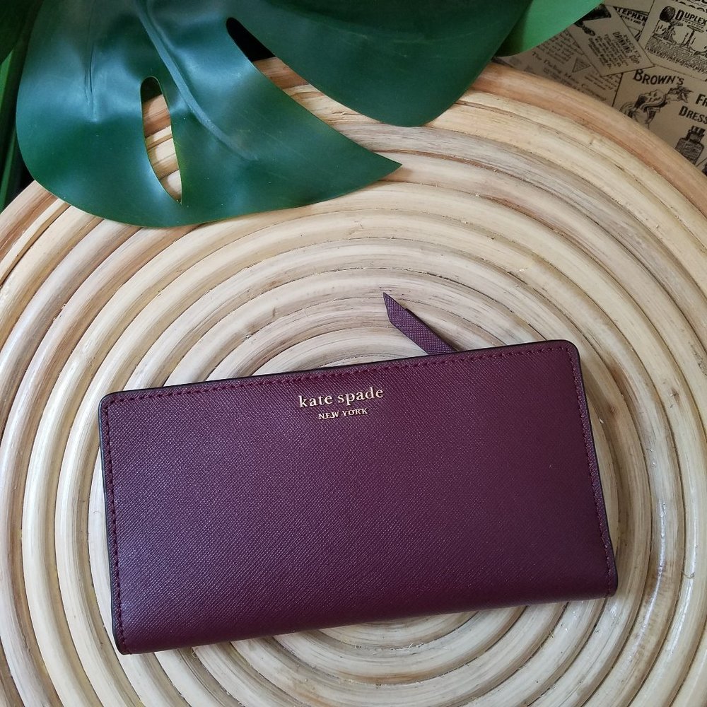 Large Slim Cameron Bifold Wallet Cherry Kate Spade - Picture 8 of 8
